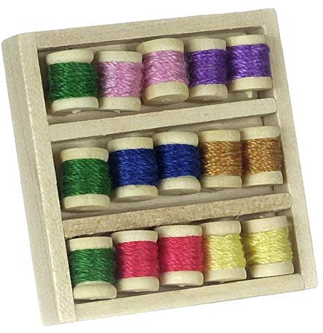 Melody Jane Dolls House Miniature Haberdashery Sewing Room Accessory Box of Cotton Reels