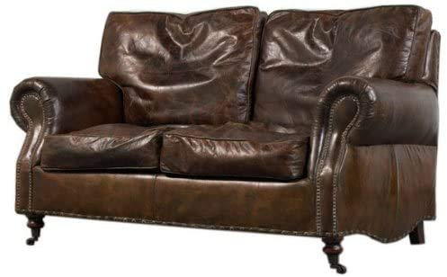 Loungesofa Wales 2-Sitzer Vintage-Leder Echtleder Sofa Couch Vintage Cigar, Dunkelbraun