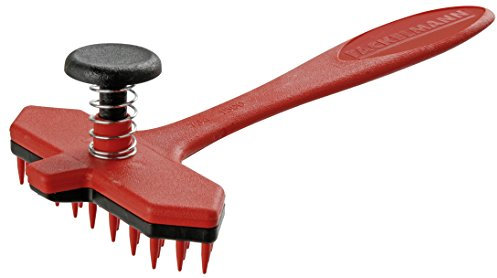 Fackelmann Tierstriegel 2in1 CAT&DOG, Hunde- und Katzenbürste aus Kunststoff, Bürste mit Haarauswurffunktion (Farbe: Rot/Schwarz), Menge: 1 Stück