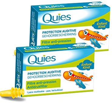 Quies Silicone EarPlanes Enfant Protection auditive spécial avion - Lot de 2 Paires