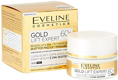 Eveline Cosmetics Luxus Verjüngungs-Creme-Serum mit 24k Gold für reife, trockene und empfindliche Haut - Tages- & Nacht-Anti-Aging Lifting-Behandlung mit Lifting-Thread-Technologie