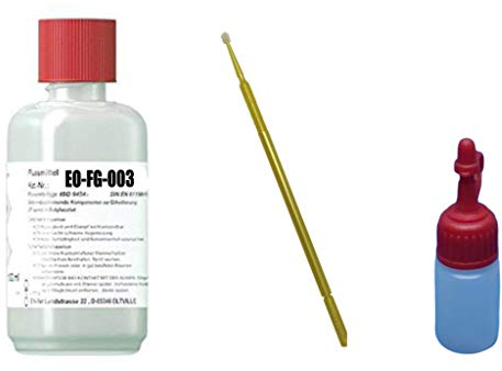 No-Clean Flussmittel-GEL EO-FG-003, 100 ml + Application-Stick, Handlöten u. Litzenverzinnung + 3 ml Dosierflasche (unbefüllt) + 1 x 7 ml Kunststoff-Pipette