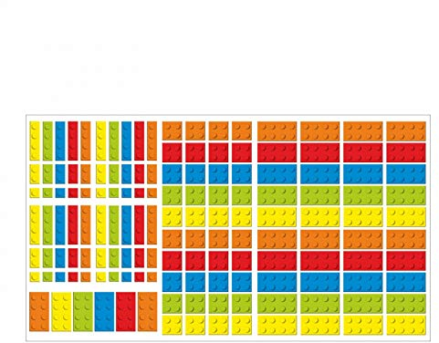 130 Wandtattoo Steine Bricks Bausteine - 146 Stück - Möbelaufkleber - coole Kinderzimmer Sticker Aufkleber Wanddeko Wandbild Junge Bausteine Bricks Größe 1500 x 840 mm