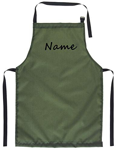 Ferocity Original Grillschürze Kochschürze Latzschürze Bistroschürze BBQ Apron Werkschürze ideale Männer Frauen Geschenk Grün mit Namen [106]