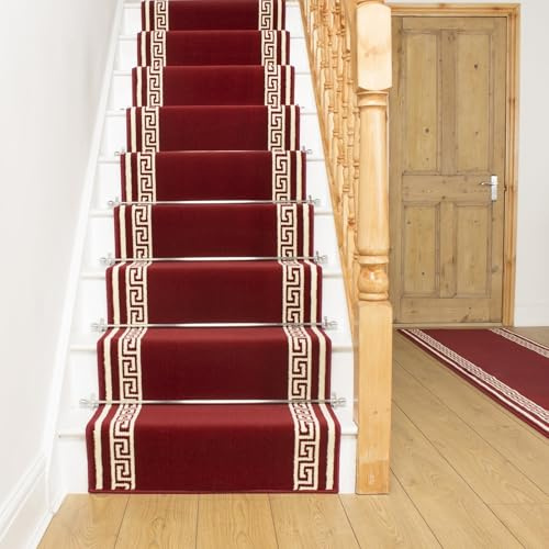 runrug Soft & Comfortable Stair Runner - Smooth & Durable Carpet for Stairs - Stain-Resistant, Fade-Resistant - Multiple Sizes - 70cm x 600cm - 9mm Thick - Key, Red