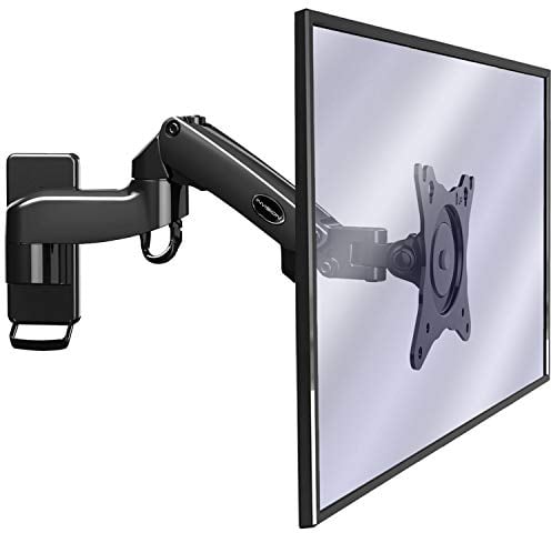 Invision Monitor Arm Wall Mount Bracket for PC Monitor & TV - To Fit Screens 17 to 27 inch, Ergonomic Height Adjustable Single Arm Tilt Swivel & Rotate, VESA 75x75mm & 100x100mm, Weight 2-7kg [MX250]