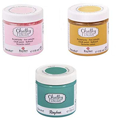 Rayher Chalky Finish Kreidefarbe 118 ml x 3 - Mirabelle orange-Wasser grün-pink