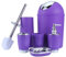 Badezimmer Zubehör Set aus Kunststoff mit Lotionspender, Mülleimer, Zahnbürstenhalter, Zahnputzbecher, Toilettenbürste und Seifenschale (lila)