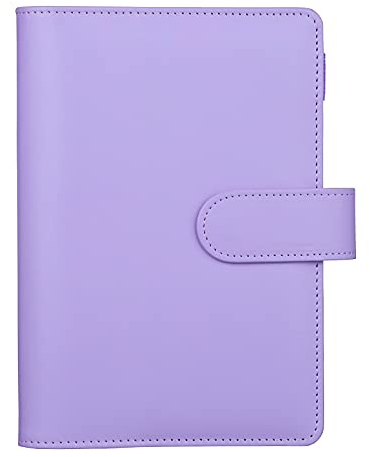 HAUTOCO A6 PU-Leder-Notizbuch, nachfüllbar, 6 Ringordner für A6-Füllpapier und Bargeld, Budget-Umschläge, lose Blätter, persönlicher Planer, Binder Cover mit magnetischer Schnalle, lila