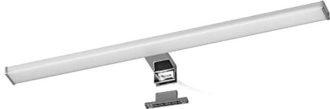 Popp- Aplique LED de Espejo para Baño Instalación en espejos 60CM 220V 12W Luz blanca Fría 6500K Prueba de Agua IP44 Aluminio Cromado y PC (6500K, 12W)