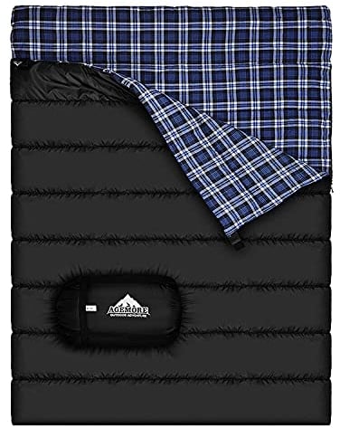 Baumwollflanell-Doppelschlafsack für Camping, Wandern oder Wandern. Queen Size 2 Person wasserdichte Schlafsack für Erwachsene oder Jugendliche. LKW, Zelt oder Schlafsack, Leichtgewicht