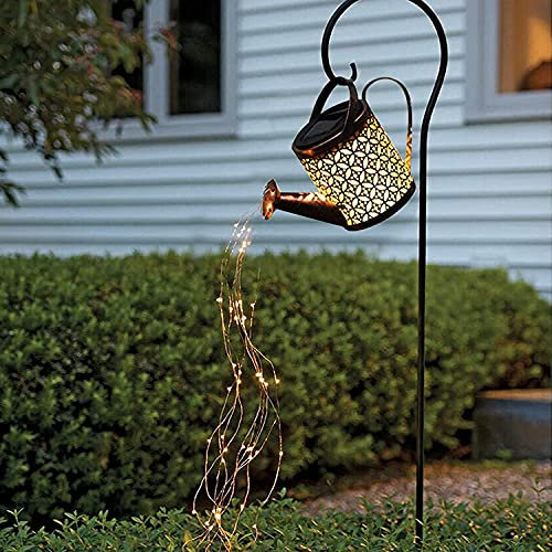 MBMB Regadera solar,lámpara solar cascada,cadena de luces para jardín,Cadena de luz,para jardín de hadas, farolillos, decoración de jardín (con soporte)