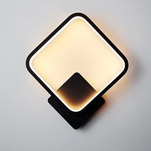 ZTWLEED LED Wandleuchte Innen,14W 1600LM Wandlampe LED Mordern 3000K/4000K/6000K,Quadratisch Wandleuchte Innen Schwarz für Schlafzimmer Wohnzimmer Korridor Treppenhaus,110-240V