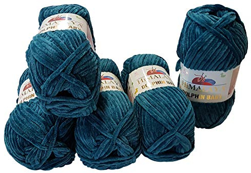 5 x 100 Gramm Himalaya Dolphin Strickwolle, Babywolle , 500 Gramm Wolle Super Bulky (petrol 80348)