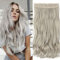 SEGO Clip in Extensions 60cm lange 3/4 voller Kopf Haarverlängerung Haarteil Gewellt 1 Tresse naturliche für Mädchen Aschblond Mix Silbergrau