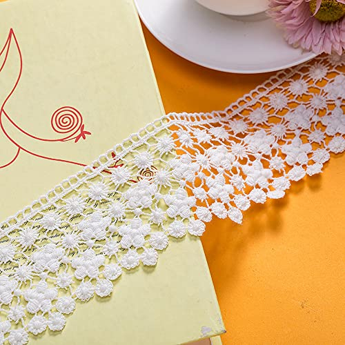 3 Yard 5cm Baumwolle Vintage Weiß Blumen Häkelspitze Häkelband Spitzenborte Spitzenband Spitzenbesatz Spitzenbordüre Dekoband Zierband für DIY Basteln Nähen Kleiderbordüre Tischdecke Vorhang Deko