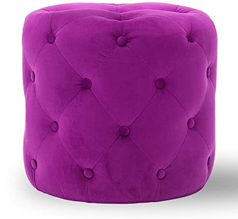 W&X Runder Getufteter Samt Sitzhocker,Moderner Massivholzrahmen Sitzpuff Für Wohnzimmer Hosting Room Schlafzimmer,Gepolstert Bequem Sitzpouf-Lila 45x45x41cm(18x18x16inch)