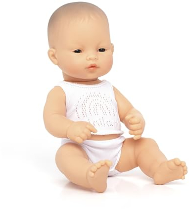 Miniland Dolls: asiatische Babypuppe Junge, 32 cm, aus weichem Vinyl, präsentiert mit Unterwäsche in Geschenkbox (31355)