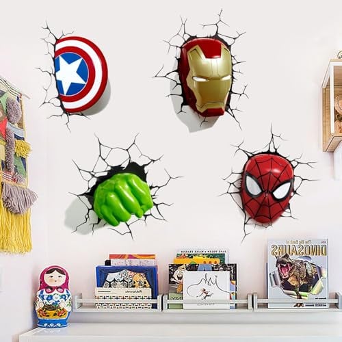 T-YU Captain America Breaking Through Wall Sticker Children Boys Wall Decals Peel and Stickers for Walls Bedroom Living Room Home Décor(15.7X23.7) Inch