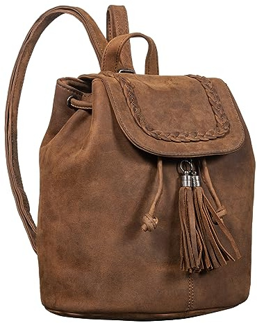 STILORD Enisa Vintage Leder-Rucksack Damen Echtleder Klein - Moderner Tagesrucksack Daypack Cityrucksack Rucksackhandtasche Damenrucksack für Shopping Reisen Freizeit Farbe:tarragona - braun