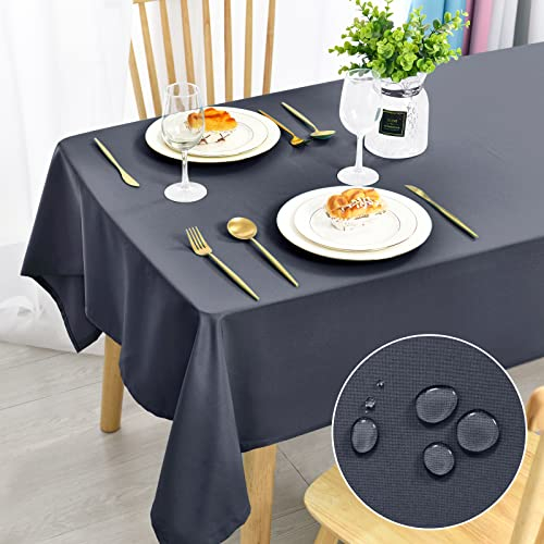 DWCN Grau Tischdecke 130x220cm Fleckschutz Abwaschbar Tischwäsche Wasserdicht Tischtuch für Esszimmer, Garten, Party, Hochzeiten oder Haushalt