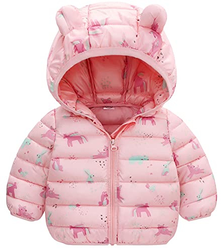 JinBei Cappotto Piumino per Bambini Bambina, Giacca Invernale con Cappuccio Giubbotti, Bimba Bimbo Leggero Carino Imbottito Cappotti Autunno Giacche Neve Neonato Ragazze Ragazzi Capispalla 1-5 Anni