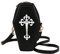 Retro Gothic Messenger Pouch Coffin Shape Crossbody Bags Halloween Handtasche Neuheit Tasche Geldbörse mit verstellbarem Riemen PU Leder Schultertaschen for Frauen Mädchen Mottoparty, Schwarz