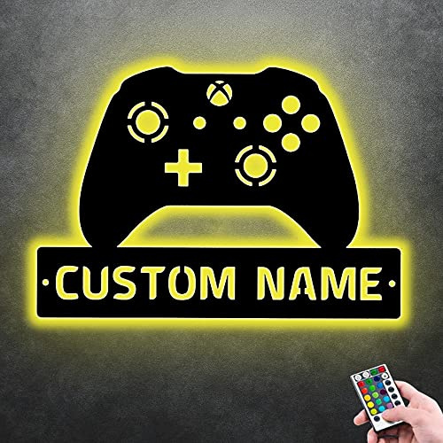 TATLETATLE Personalized Gamer Metal Sign Wall Art Lamp LED Game Neon Sign Night Lights Custom Name Home Decor Gamer Sign for Teen Boys Game Room Decor Bedroom Wall Decoration (Style-7)