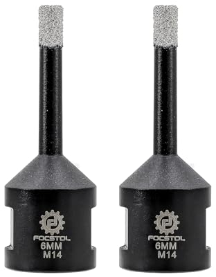 FOCSTOL Diamond Core Drill Bit - 2pcs 6mm Diamond Hole Saw for Porcelain Ceramic Tile Marble Granite Quartz M14 Thread