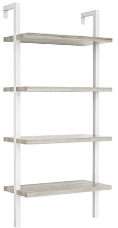 VDD Wandregal Leiter Bücherregal Sturdy - Industrie Metall Holz - 152 cm hoch - weiß