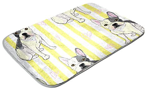 Kunstfell-Teppich, für Hunde, Welpen, Gelb / Weiß, gestreift, flauschiger Teppich, ultraweich für Schlafzimmer, Wohnzimmer