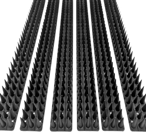 Wall & Fence Spikes - Security Spikes, Stop Climbing Over Walls and Fences, Ideal for Keeping Pigeons, Birds, Squirrels, Cats Away, suitable for Fences, Balcony, Roofs (Pack of 6, Black)
