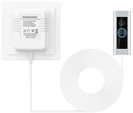Türklingel Transformator, 24V 500mA Netzteil Adapter Transformatoren Kabel Smart Home Zubehör Kompatibel für Ring Türklingel Video Türklingel 2 Pro (5m weiß)