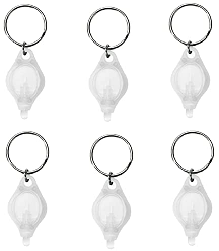 Boxonly Mini Keychain Torches UV Flashlight Money Checker Key-Chain LED Light Key Ring Light Torch White 6PCS