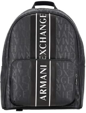 Armani Exchange Zaino con lettering all-over e banda bicolore logata Nero Taglia Unica