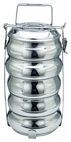 ROYAL SAPPHIRE Stainless Steel Belly Tiffin Food Carrier, Tiffin Lunch Box With 5 Container, 25 cm