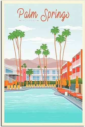 Leinwand-Poster Palms Springs Vintage Reise Poster Malerei Wand Kunst Wandbild Raum Dekor Home Dekoration Ungerahmt 40x60cm