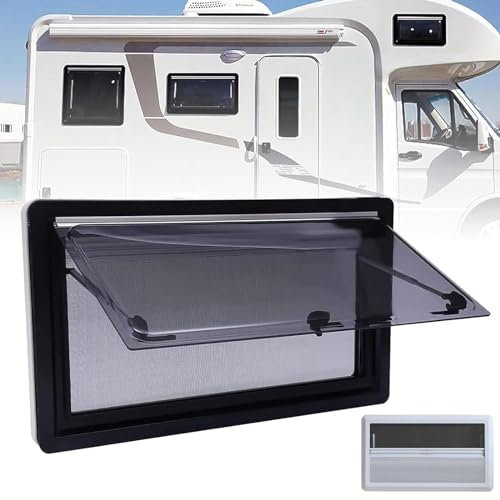 Finestra per Roulotte/Vetrina Laterale, Finestra per Camper, Finestra Esterna Con Spinta, Finestra Esterna Con Tenda Parasole E Finestra Dello Schermo, Per Roulotte, Furgone, Camper,350mm*280mm