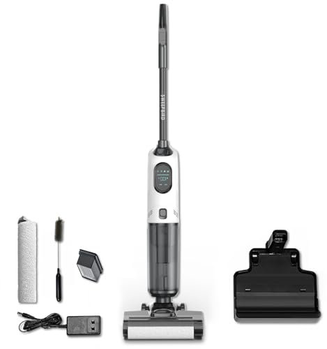 Ywaitsh SWEEPBIRD Pro Wet Dry Vacuum Cleaner Cordless, Hardwood Floors Cleaner for Multi-Surface Cleaning with Smart Control & Self-Cleaning System, for Hardwood Tile Floor & Carpet (C1), White