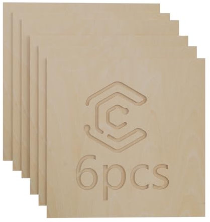 Creatorally 6 Pcs Basswood Sheets, 30x30 cm Plywood Sheet 3mm, Blank Laser Engraving Material Wood for Sublimation DIY Craft Cutting