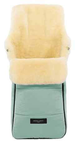 WERNER CHRIST BABY, Lammfell-Fußsack AROSA – warme Buggy, Kinderwagen-Fußsack (Kinder ab 6 bis 36 Monate), medizinisches Fell, in Sage (grün)