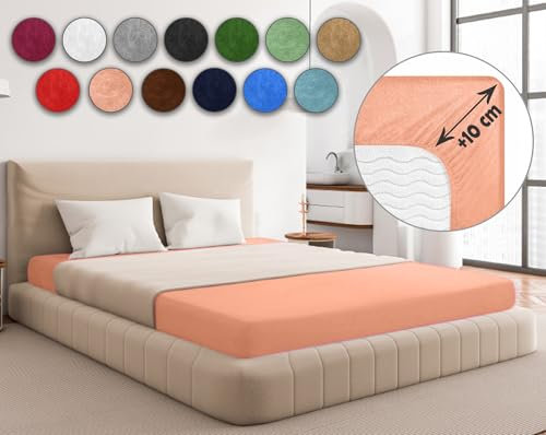 Sesto Senso Spannbettlaken 180x200cm Rosa für Topper Frottee mit Gummizug 100% Baumwolle