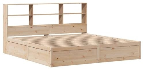 vidaXL Massivholzbett, Holzbett Bett ohne Matratze mit Kopfteil, Bettrahmen Bettgestell mit Lattenrost, Doppelbett für Schlafzimmer, 180x200 Kiefernholz