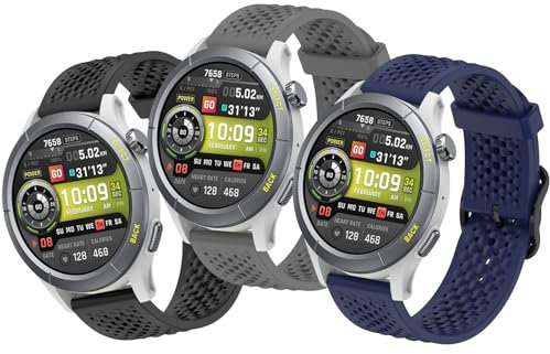 MIJOBS 3 Stück Silikonarmbänder Kompatibel mit Amazfit Balance, Amazfit Cheetah und Amazfit Cheetah Pro, Wasserdicht, Atmungsaktiv und Weiches Sportband, Geeignet für Männer und Frauen