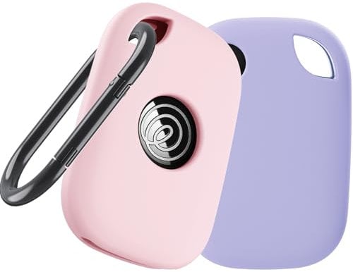 YWXTW [2 Pack] Silicone Case for Tile Pro 2024 Tracker Holder with Keychain, Anti Lost Soft Secure Protective Cover Finder for Keys, Bags, Cat Dog Collar Tag Accessories (Pink+Lilac)