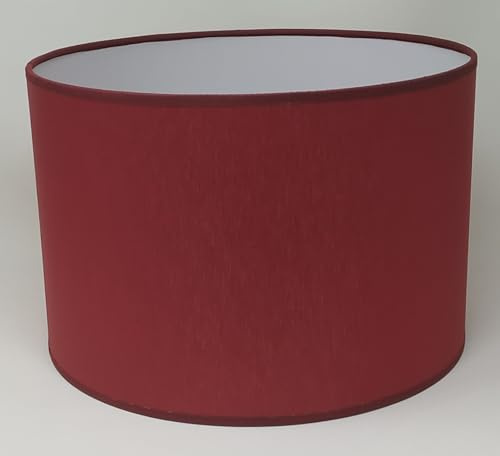 Dunkelrot Zylinder Lampenschirm,Baumwolle Stoff, Handgefertigt Produkt, für Deckenleuchte, Tischleuchte, Stehlampe (Dunkelrot, Durchmesser : 40 cm, Höhe : 20 cm)