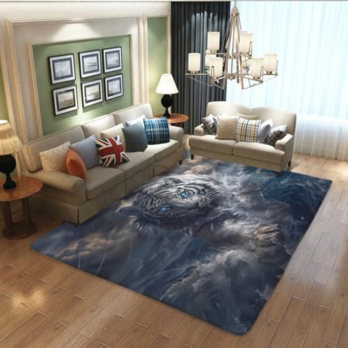 WANAHTON Großer Teppich Mit Tiger-Motiv Für Wohnzimmer, Schlafzimmer Und Flur, Größe 50x80 cm, Ideal Für Familien Mit Haustieren