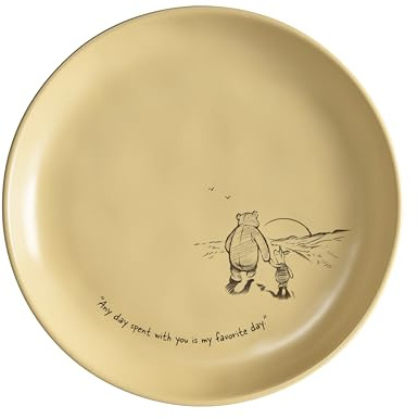 Fyrklövern Winnie Puuh Kuchenteller Disney, 20 cm, Steinzeug, Spülmaschinenfest, Seidenmatte Glasur, inkl. Geschenkbox, Gelb