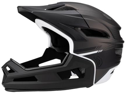 Baoblaze Casque de Vélo Intégral avec Mentonnière Amovible et Ventilation Réglable pour Skateboard, équitation, Femmes et Hommes, Noir