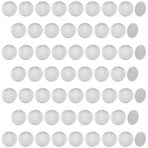 CRAFTYMELODY 60 Stück Stempel Rohlinge Aus Edelstahl 30mm Stempelanhänger Flach Rund Oval Rohling Anhänger Zum Basteln Gravieren Schmuckherstellung